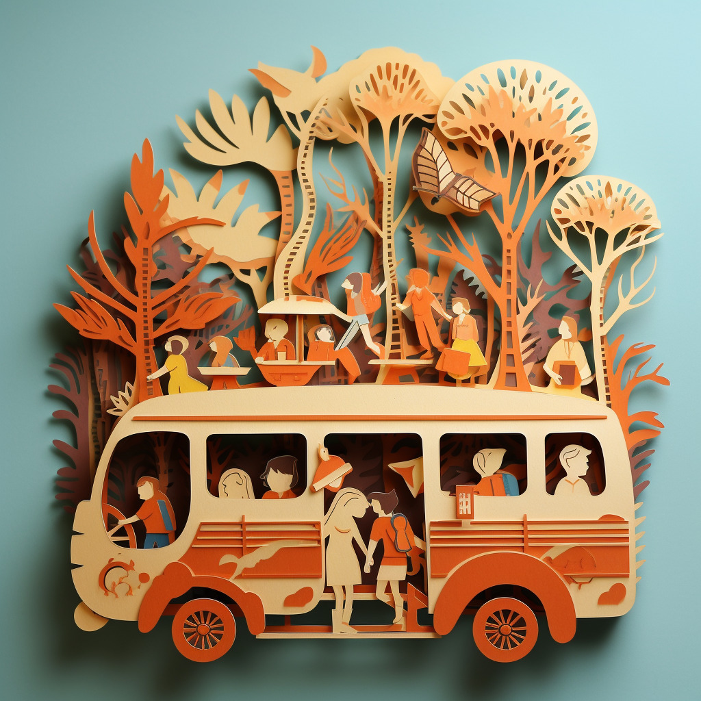 laurel.t in a laser cut paper style kids on a sustainable bus i 83159d5d bd87 4683 b0f9 3b4658c03958